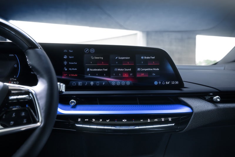 The 2026 OPTIQ-V Display Screen Displaying the V-Mode Settings | Eric von Schledorn Cadillac in Saukville WI